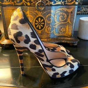 Casadei Leopard Peep-toe Heels